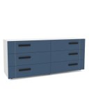 Ver imagem 2 de Cômoda Lisboa com 6 Gavetas 150x63cm Branco/Azul 240839