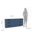 Ver imagem 3 de Cômoda Lisboa com 6 Gavetas 150x63cm Branco/Azul 240839