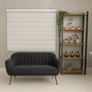 Persiana Zebra Smart 38mm Motorizável 140larg X160alt Creme Linho