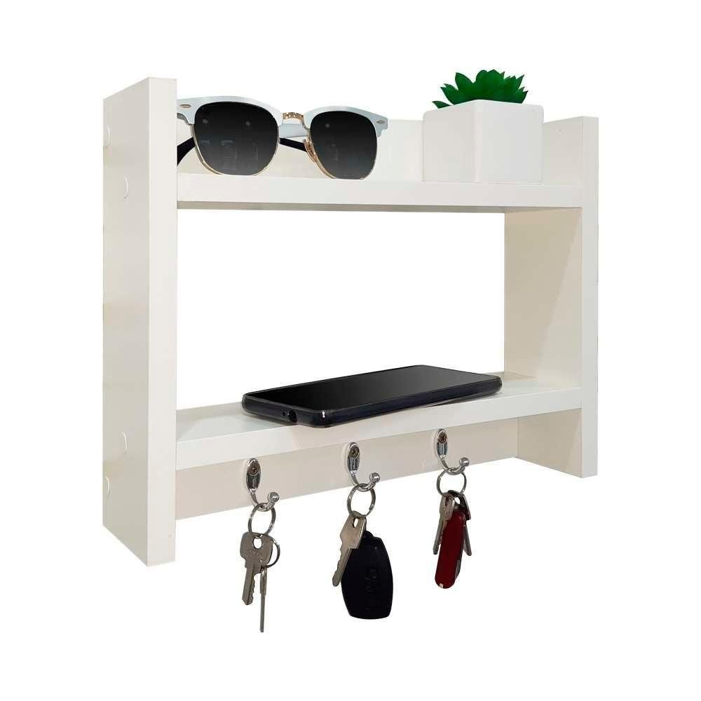 Porta Chave de Parede Suporte para Chaveiro Decorativo Branco