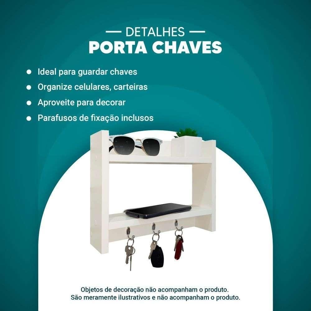 Porta Chave de Parede Suporte para Chaveiro Decorativo Branco - 4