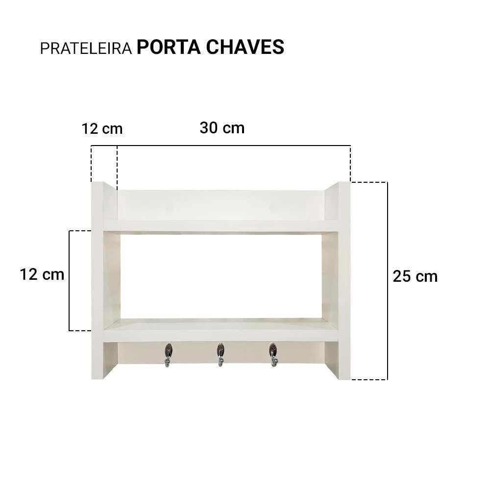 Porta Chave de Parede Suporte para Chaveiro Decorativo Branco - 5