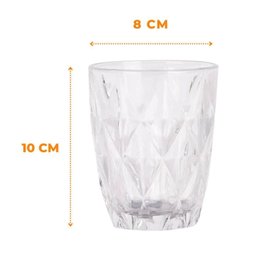 Kit Jogo 6 Copos de Vidro Diamond 270ml Suco, Água Grosso Resistente - 5