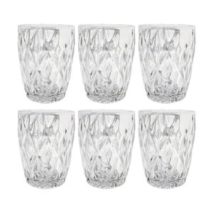 Kit Jogo 6 Copos de Vidro Diamond 270ml Suco, Água Grosso Resistente