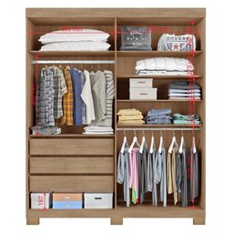 Guarda Roupa Itaguara 4 Portas Pux Alumi Amêndoa Off White - 5