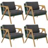Kit 04 Poltronas Decorativas Sala Estar Pietra L02 Facto Verde Musgo Linho Cinza Escuro - Lyam - 1