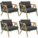Ver imagem 1 de Kit 04 Poltronas Decorativas Sala Estar Pietra L02 Facto Verde Musgo Linho Cinza Escuro - Lyam