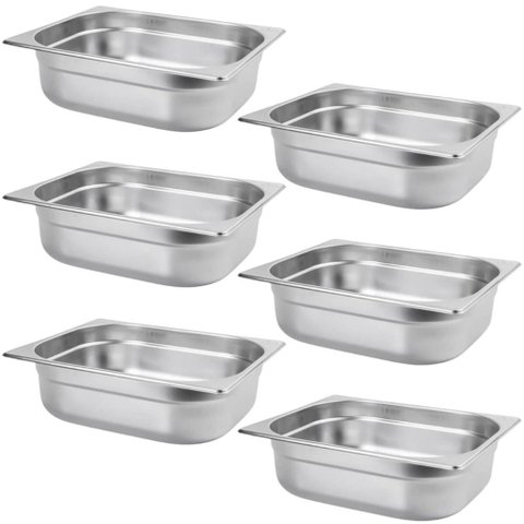 6 Cubas Gastronômicas Inox 1/2 Buffet Restaurante 6,41l Gourmet Mix Gx0407