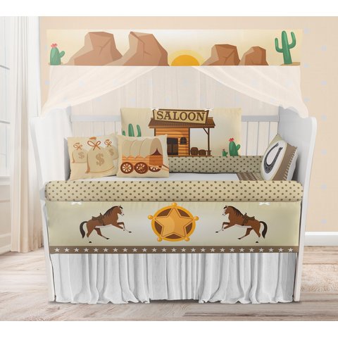 Kit Berço Enxoval de Bebê Cavalo Fazenda Cowboy