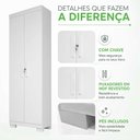 Ver imagem 6 de Armário Multiuso Israel 2 Portas com Chave 100% MDF Branco