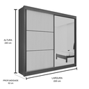 Ver imagem 2 de Guarda Roupa Mdf Titanium 2 Portas Espelho Cinamomo Off Whit