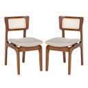 Ver imagem 1 de Kit 2 Cadeiras Portugal para Jantar em Madeira Imbuia Tela Rattan Linho Bege M58