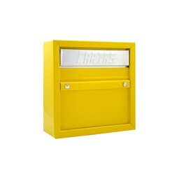 Caixa  correio carta correspondência portão  grade ou embutir em parede / muro chapa de aço  AMARELA - 1