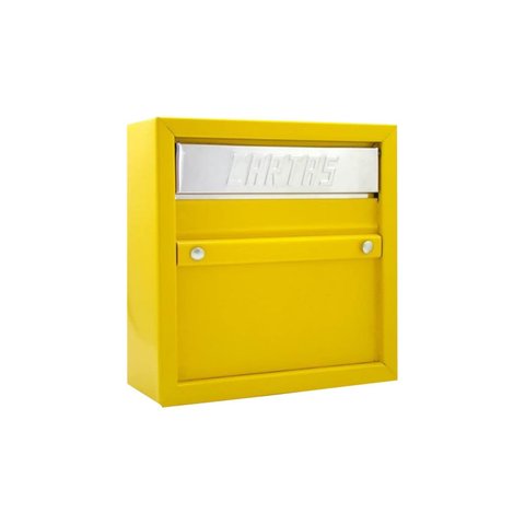 Caixa correio carta correspondência portão grade ou embutir em parede / muro chapa de aço AMARELA