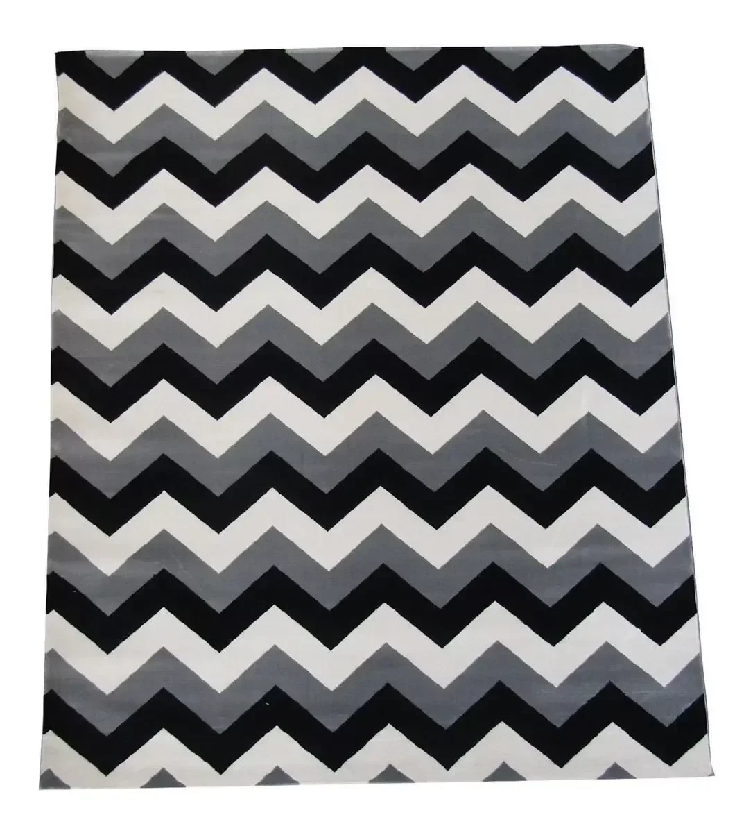 Tapete Sala Chevron Preto Cinza Branco Zigzag 150x200 Cm