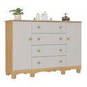 Ver imagem 2 de Cômoda Infantil 125cm 2 Portas e 4 Gavetas Dengo Multimóveis Mp4440 Madeirado/off White Madeirado/