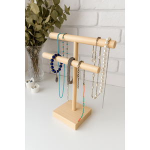Organizador de Colares e Bijuterias em Madeira Pinus – 2 Andares - Lina