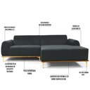 Ver imagem 2 de Sofá 320cm 5 Lugares Chaise Direito Pés Gold B-317 Cinza