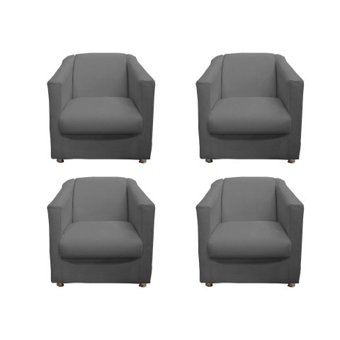 Kit 4 Poltronas Decorativa Biane Suede Cinza Pés Cromado Ms Decor