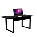 Ver imagem 2 de Mesa Industrial Escrivaninha para Escritório Home Office Pés de Ferro Tampo 160x80:preto