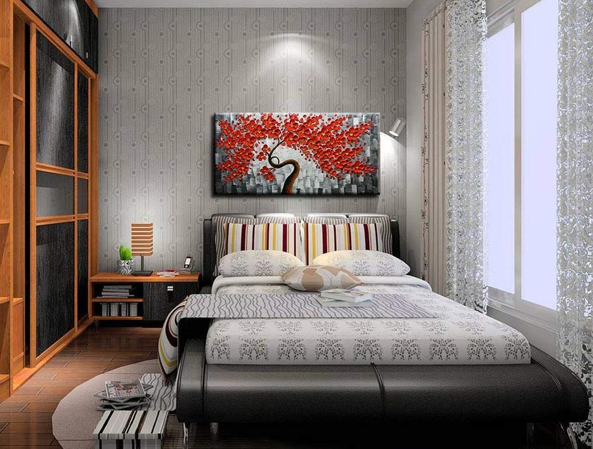 Quadro Pintura Tela árvore vermelha contemporânea 5362: 50cm (A) x 100cm (L) - 2