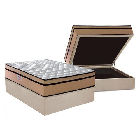 Cama Box Baú Casal: Colchão Anatômico Plumatex D45 Plumatex Selectus 24 + Base Universal Suede