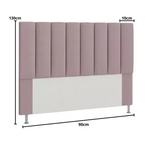 Cabeceira Moderna Estofada 90cm Carla Solteiro Rose - 2