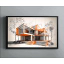 Ver imagem 3 de Quadro Decorativo Canvas Filete Engenharia Construções Planta de Casa Gg