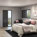 Ver imagem 2 de Porta Balcão 3 Folhas (1 Fixa) Alumínio Preto com Trinco Vidro Liso - Linha Resistence - 2,10 X 1,50