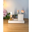 Ver imagem 1 de Bandeja + Porta Treco Rose para Decoração Organização de Bancada, Penteadeira, Banheiro Lavabo