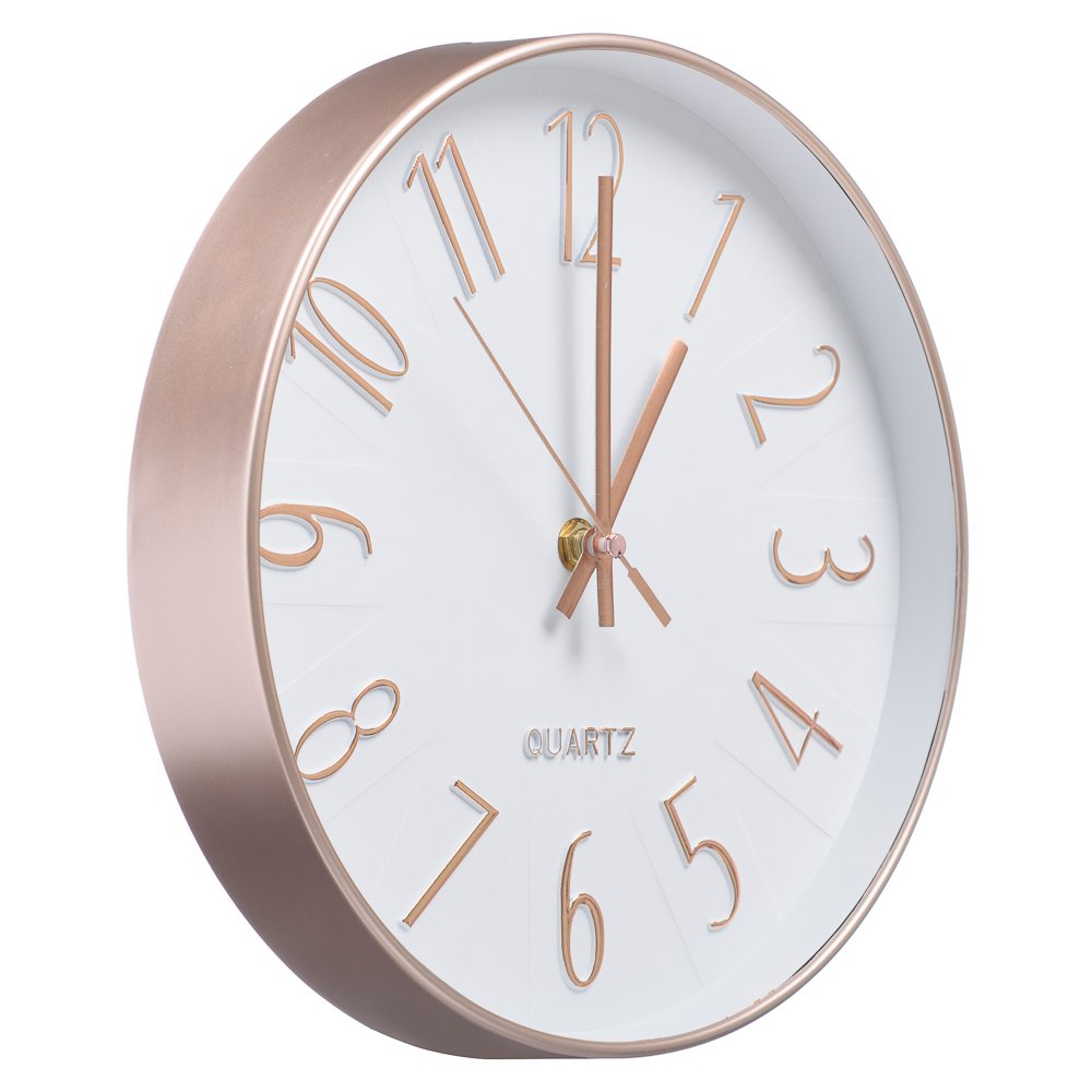 Relógio De Parede 25 Cm Decorativo Rosê Gold REL-096 - Branco - 1