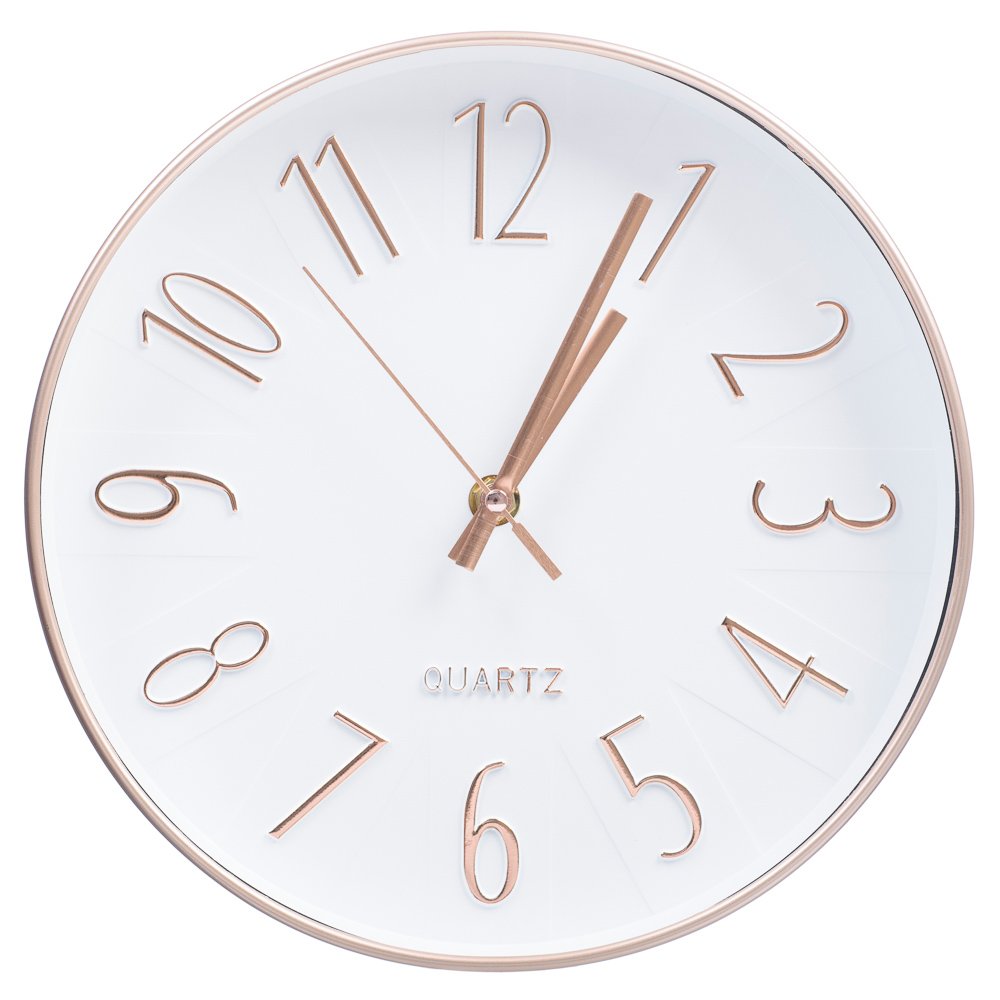 Relógio De Parede 25 Cm Decorativo Rosê Gold REL-096 - Branco - 2