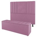 Ver imagem 1 de Cabeceira E Baú Cama Box King Size Grace 195cm Suede Rosa