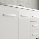 Ver imagem 2 de Balcão Armário Cozinha Gabinete para Pia 1,40m Carina com 3 Portas e 3 Gavetas - Branco