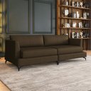 Ver imagem 1 de Sofá Living Bipartido 270cm Indonésia Pés de Ferro Couro Capuccino G52 - Gran Belo