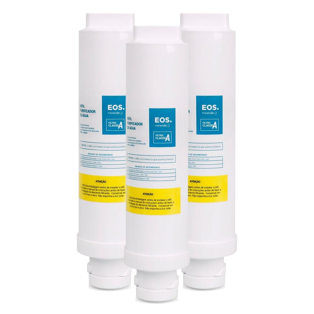 Refil Filtro EOS Mineralle para Purificador de Água - Kit com 3 unidades EFP01 EFP01