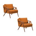 Ver imagem 2 de Conjunto de Poltronas com Almofada Modelo Mona Linho Pés Madeira Maciça:terracota