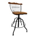 Ver imagem 1 de kit 2 banquetas giratória e regulável artesanal ferro madeira