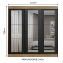 Ver imagem 3 de Guarda-Roupa Casal Madesa Kansas 3 Portas de Correr de Espelho 3 Gavetas Rustic/Preto Cor:Rustic/Pre