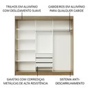 Ver imagem 5 de Guarda-Roupa Casal Madesa Kansas 3 Portas de Correr de Espelho 3 Gavetas Rustic/Preto Cor:Rustic/Pre