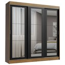 Ver imagem 2 de Guarda-Roupa Casal Madesa Kansas 3 Portas de Correr de Espelho 3 Gavetas Rustic/Preto Cor:Rustic/Pre