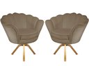 Ver imagem 1 de Kit 2 Poltronas Decorativa Pétala Base Giratória Madeira Suede Capuccino Mz Decor