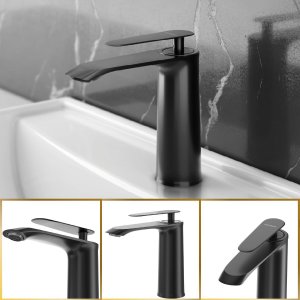 Torneira de Banheiro Moscou Misturador Preto Quente Frio Goldenx