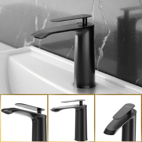 Torneira de Banheiro Moscou Misturador Preto Quente Frio Goldenx