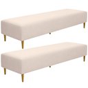 Ver imagem 1 de Kit 02 Puffs Decorativo Sala de Estar Bali W01 Pés Palito 170x60cm Suede Bege - Lyam Decor