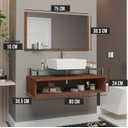 Ver imagem 2 de Gabinete Banheiro Jade 80 Cm Armário com Espelheira, Cuba e Tampo de Vidro Temperado:natura
