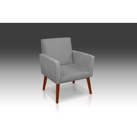 Poltrona Decorativa Nina Suede Cinza Claro - Pandora Decor - Casa da Poltrona