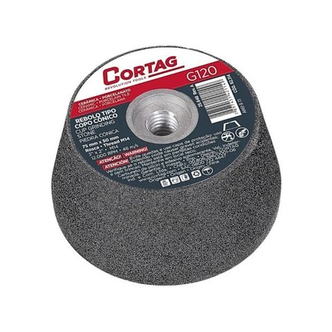 Rebolo Tipo Copo Conico 75mm G120 M14 62114 Cortag
