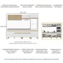 Ver imagem 4 de Armário de Cozinha Completa 252cm Veneza Multimóveis V3715 Branco/Dourado