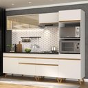 Ver imagem 3 de Armário de Cozinha Completa 252cm Veneza Multimóveis V3715 Branco/Dourado